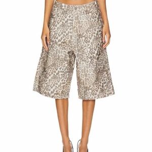 Jaded London Colossus Leopard Print Denim Jorts Low Rise Baggy W24 Streetwear